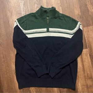Eddie Bauer Forest Green and Navy Zip-Up Sweater